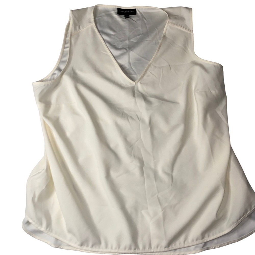 Lane Bryant Ivory V-Neck Sleeveless Blouse Plus Size 14 Off White Shell Tank Top